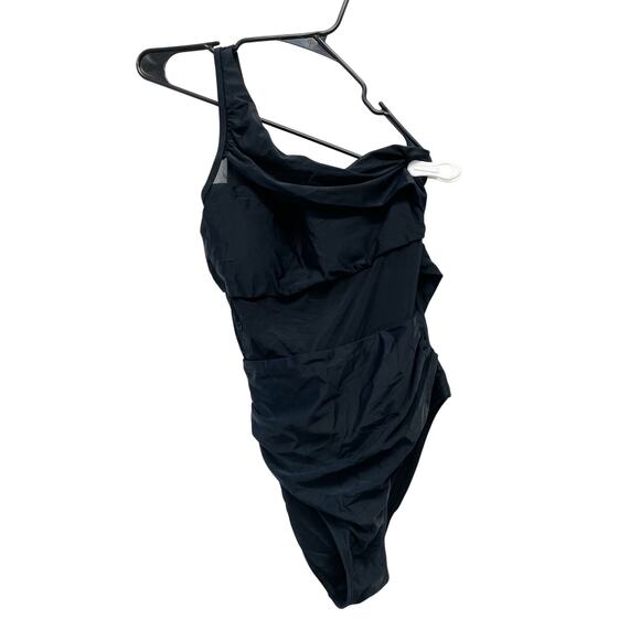 Cupshe Women's Black One Shoulder Tummy Control Cut Out One Piece Swimsuit L - Picture 3 of 7